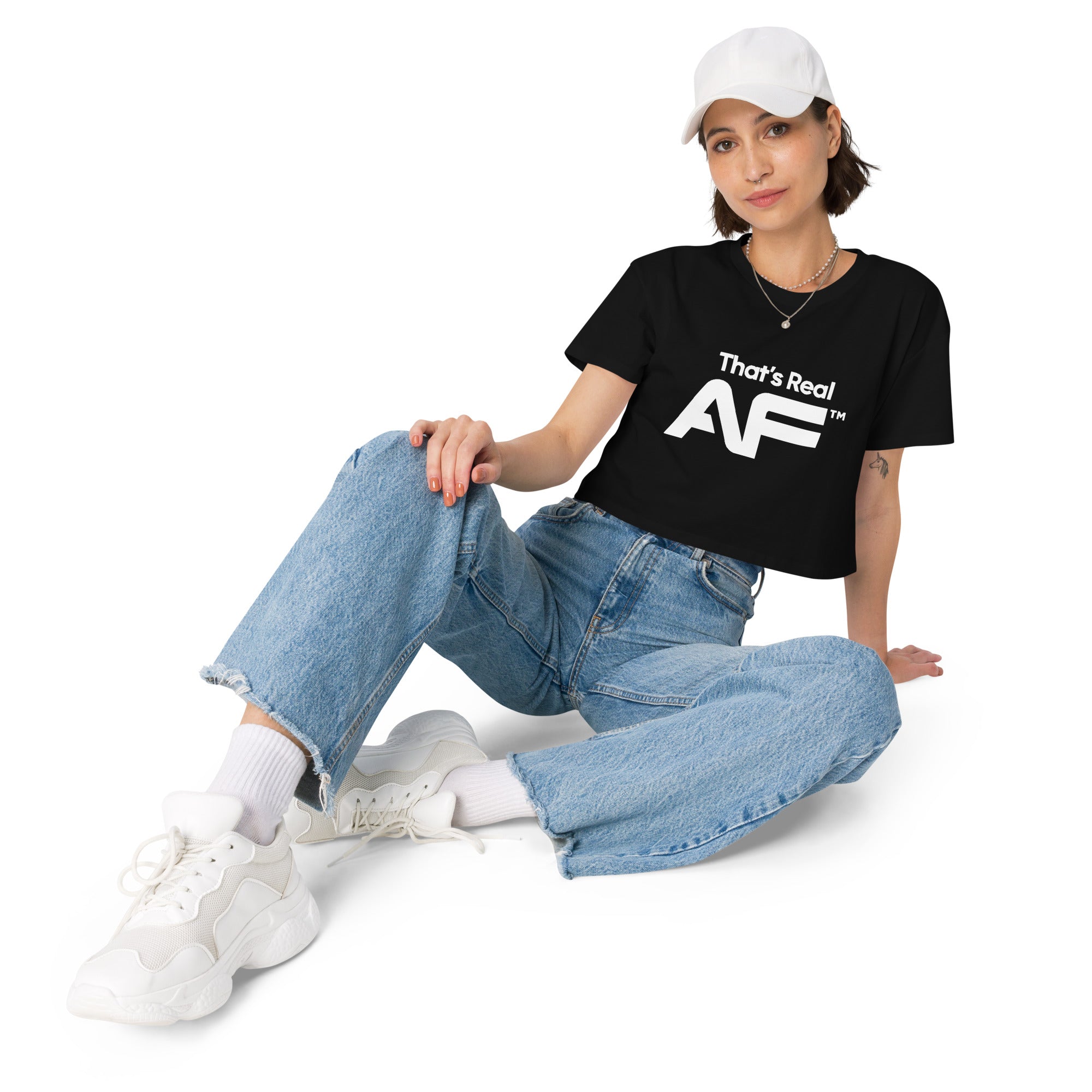 That's Real AF (White) Women’s Crop Top