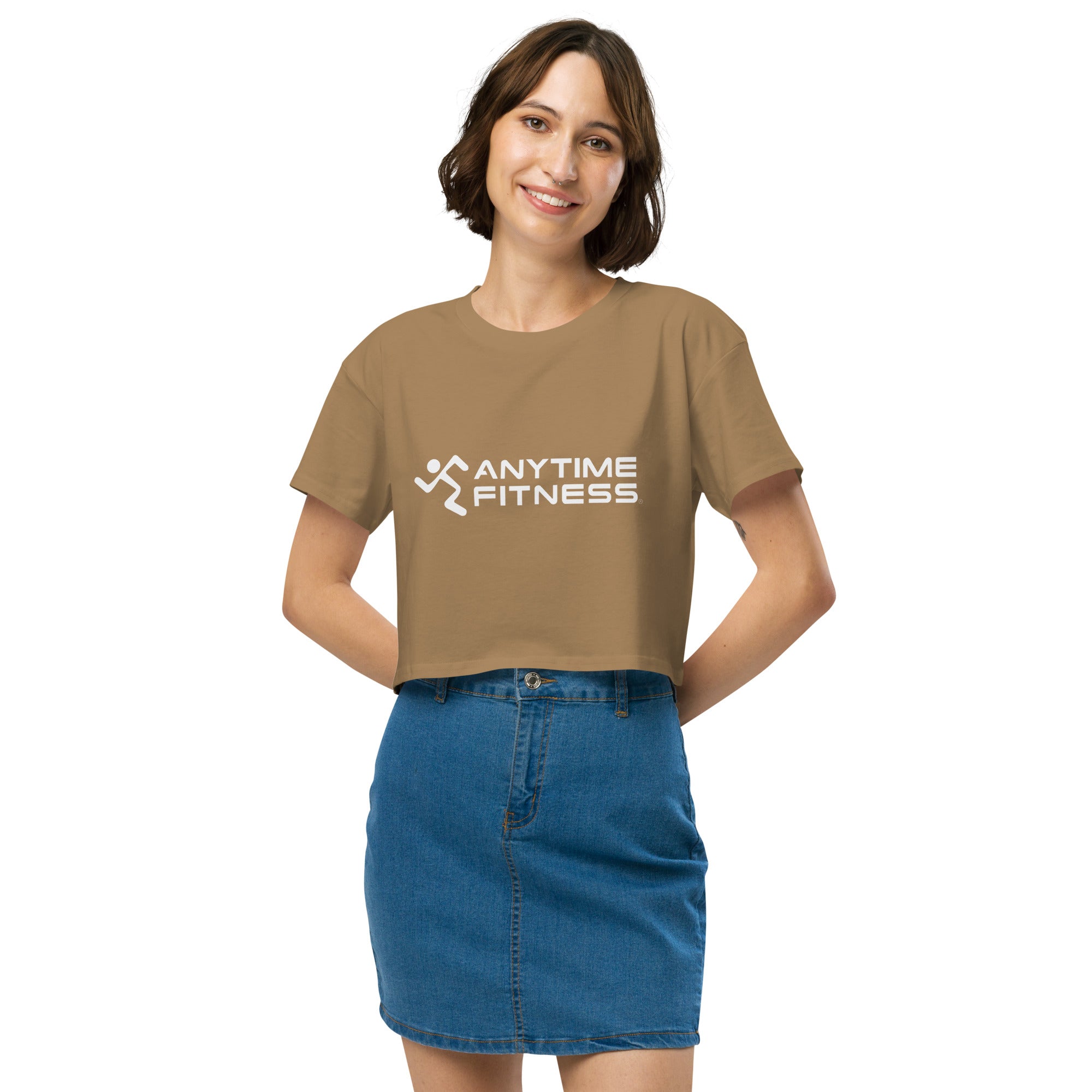 Rnning Men & Anytime Fitness (White) Women’s Crop Top