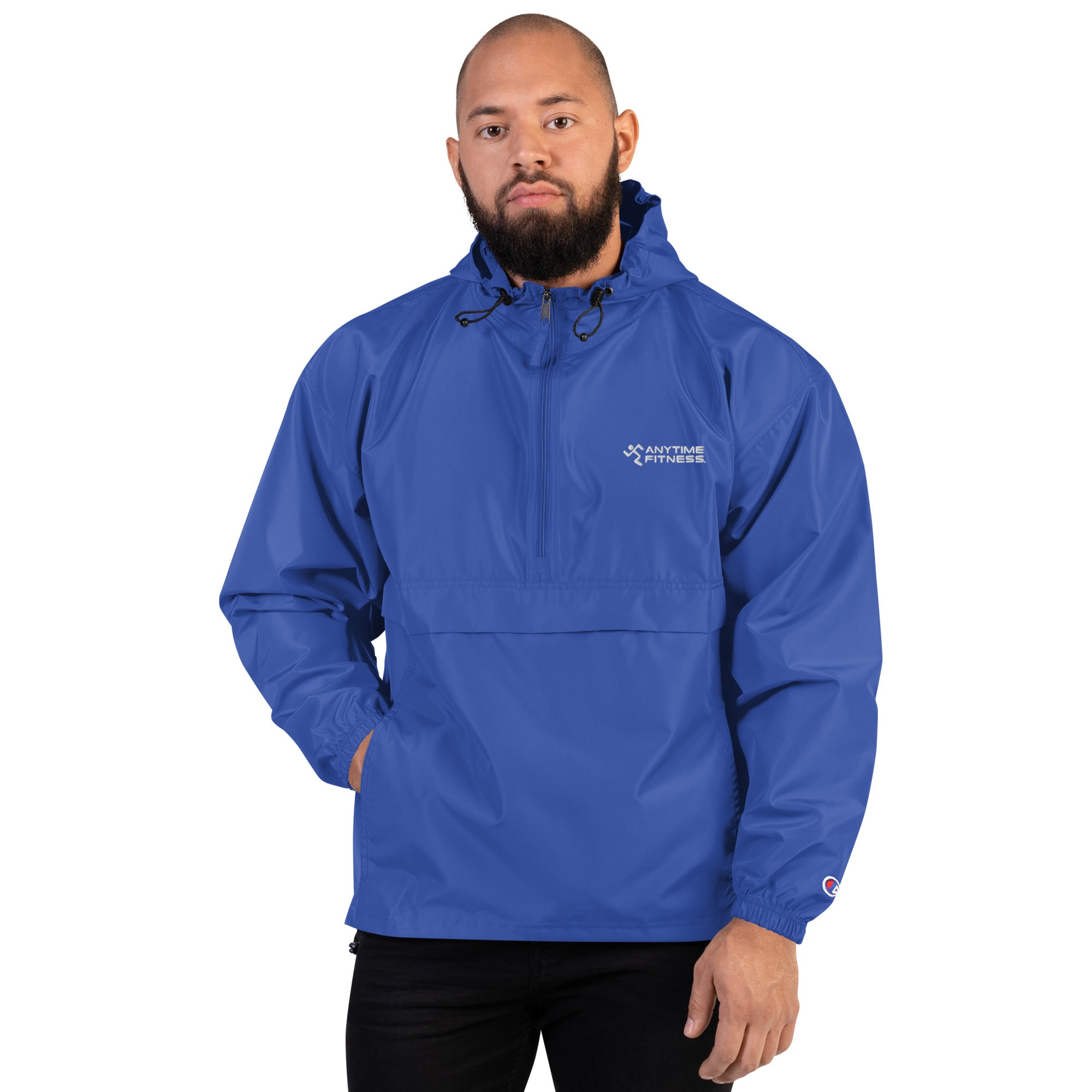 Embroidered Logo Running Man & Anytime Fitness Champion Packable Jacket