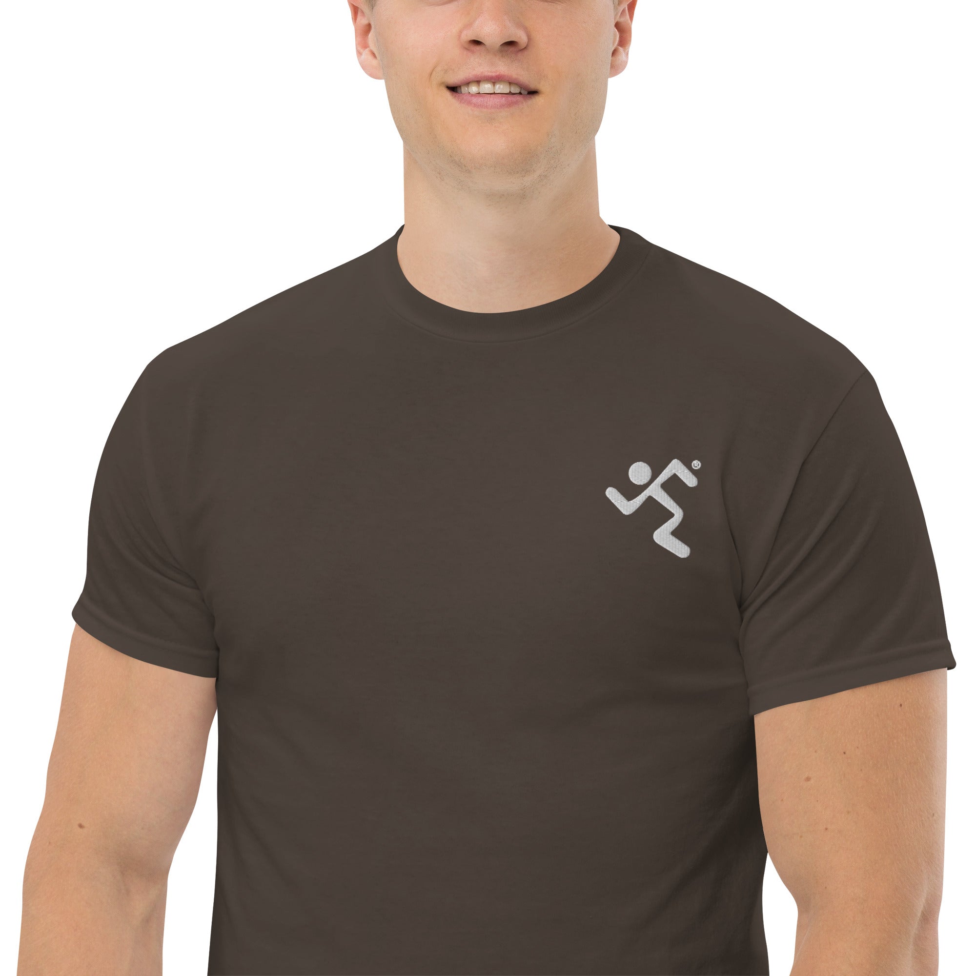 Embroidered White Running Men T-ShirtMen's classic tee