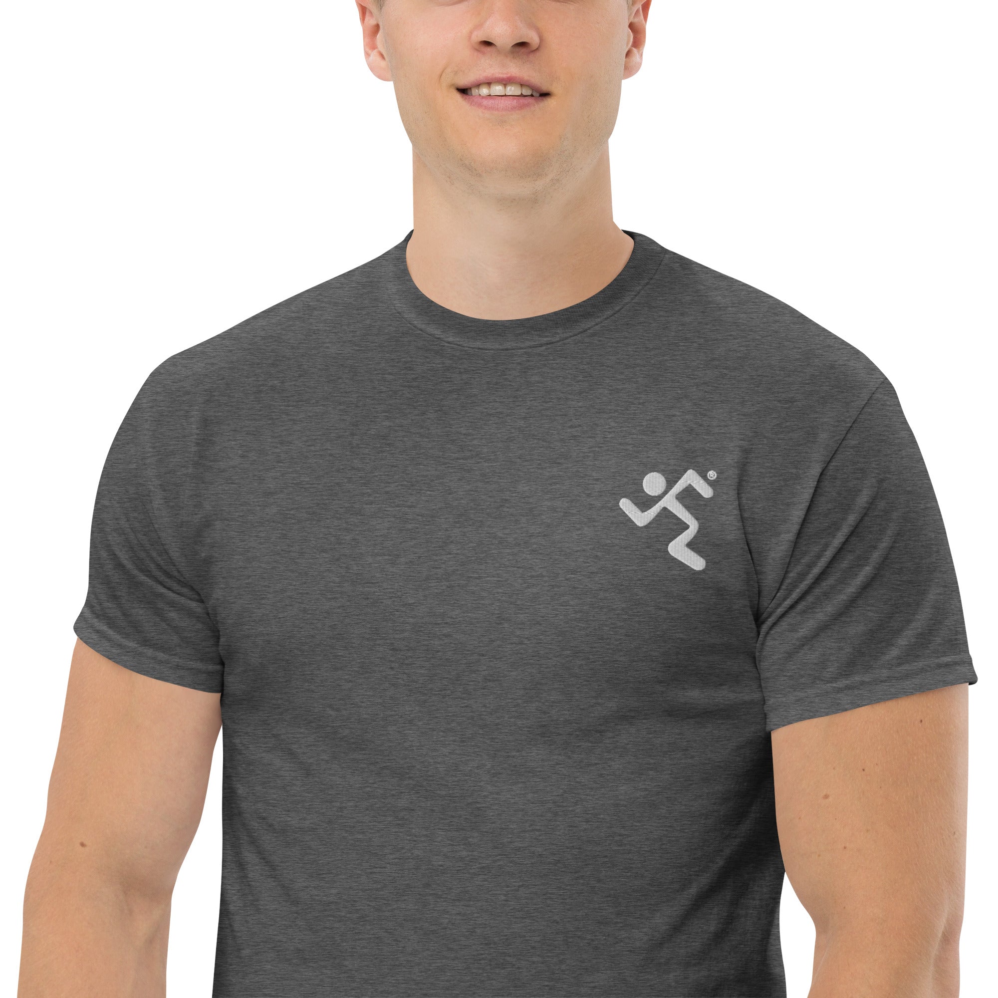 Embroidered White Running Men T-ShirtMen's classic tee