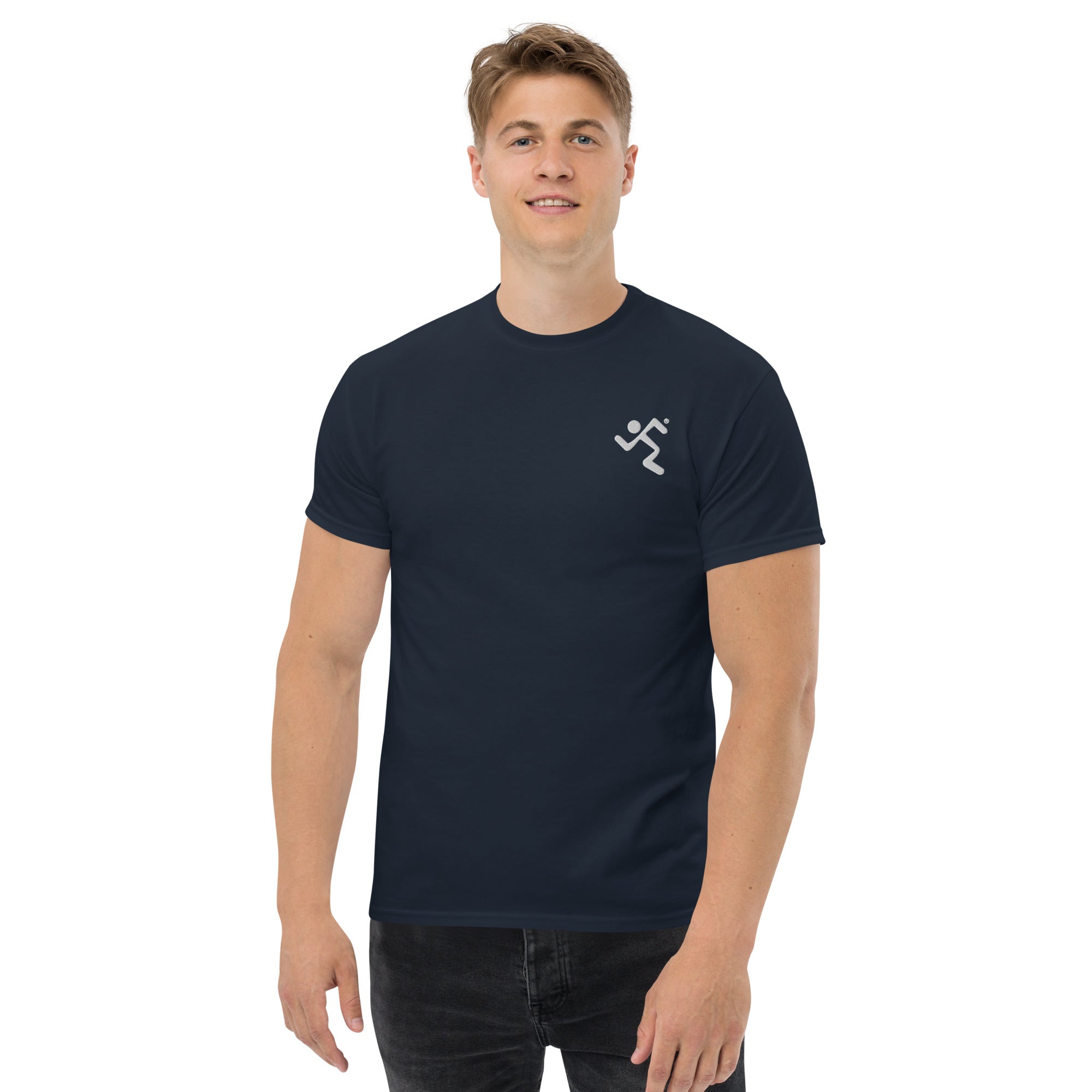 Embroidered White Running Men T-ShirtMen's classic tee