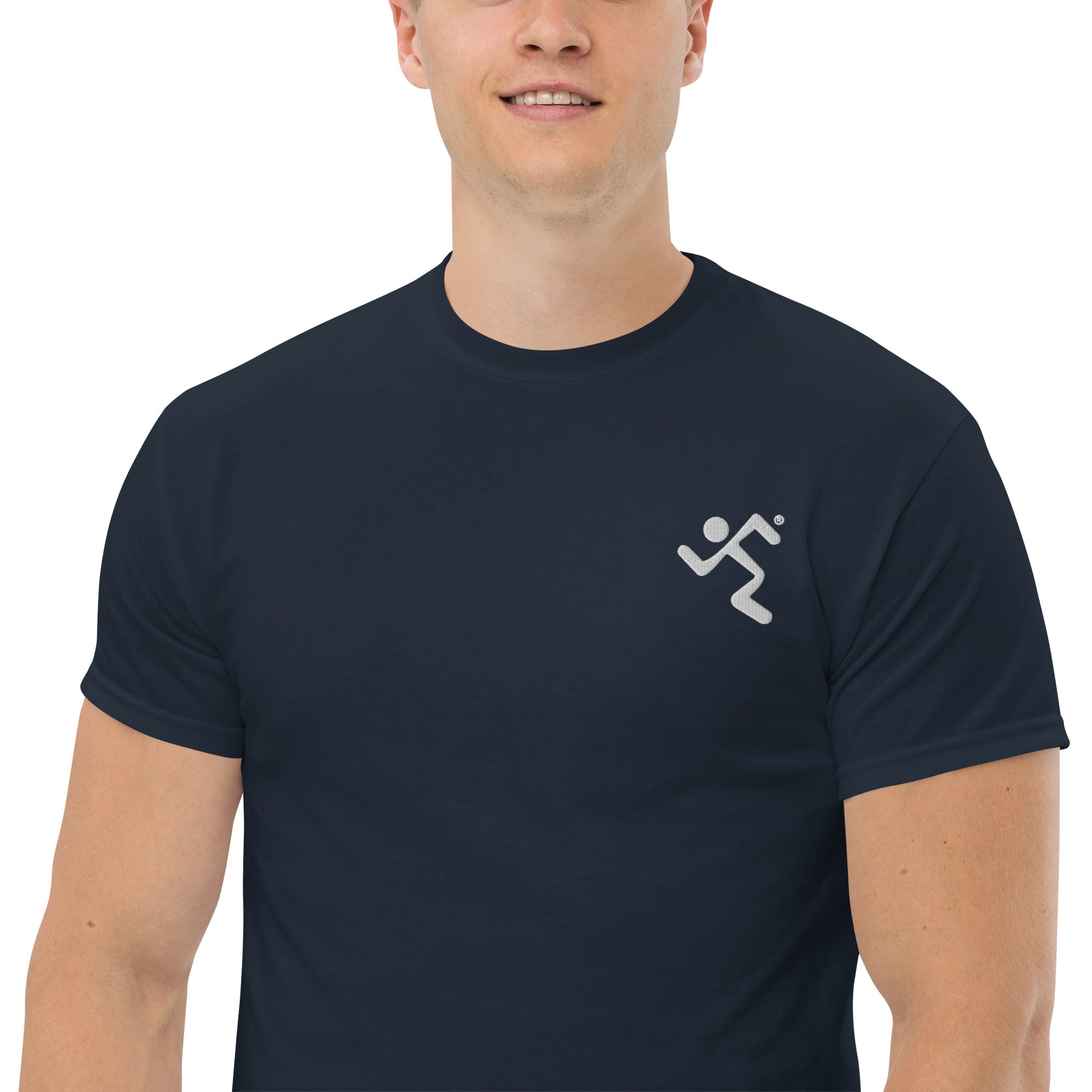 Embroidered White Running Men T-ShirtMen's classic tee