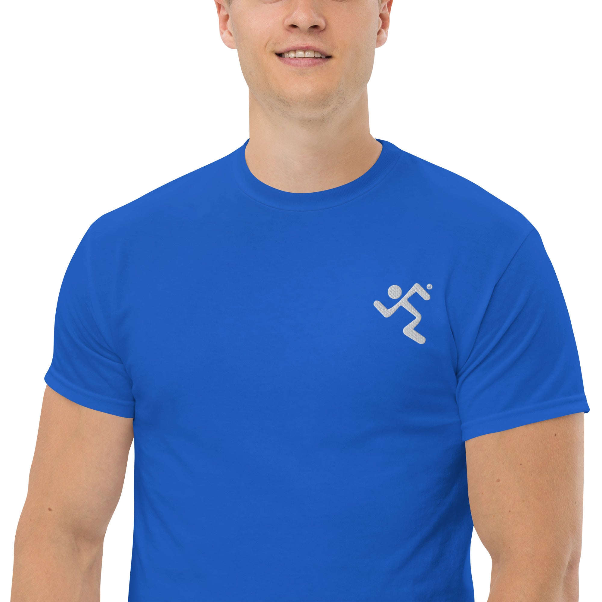 Embroidered White Running Men T-ShirtMen's classic tee